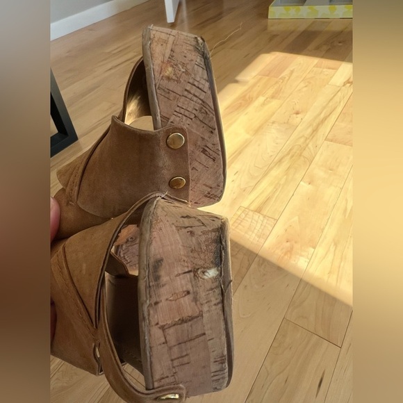 Franco Sarto chestnut brown suede L-Kicks cork platform sandal shoes size 8 - Picture 9 of 15